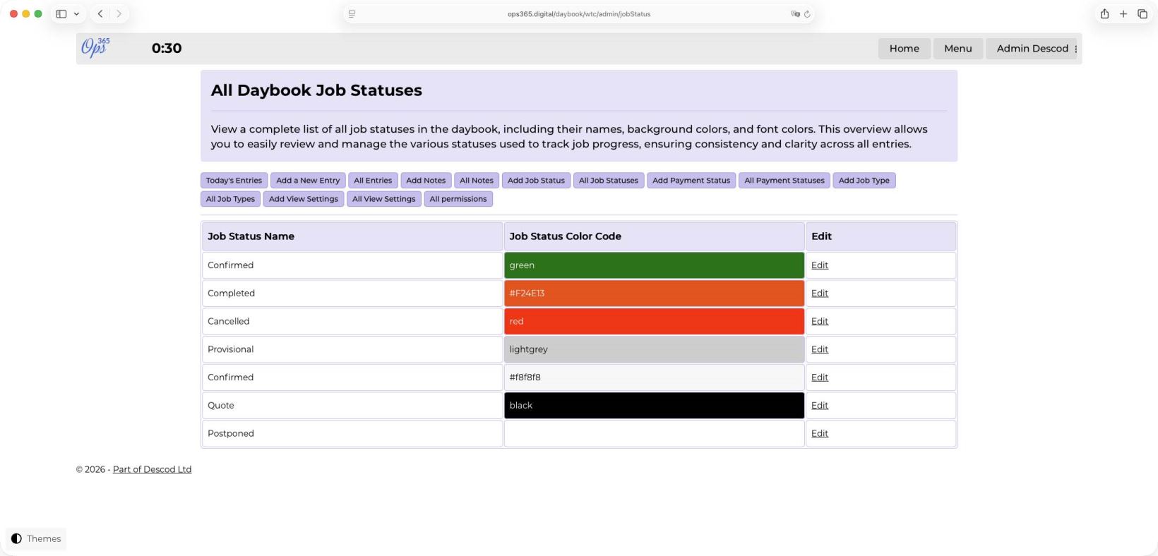 Set job statuses to track progress easily - Daybook